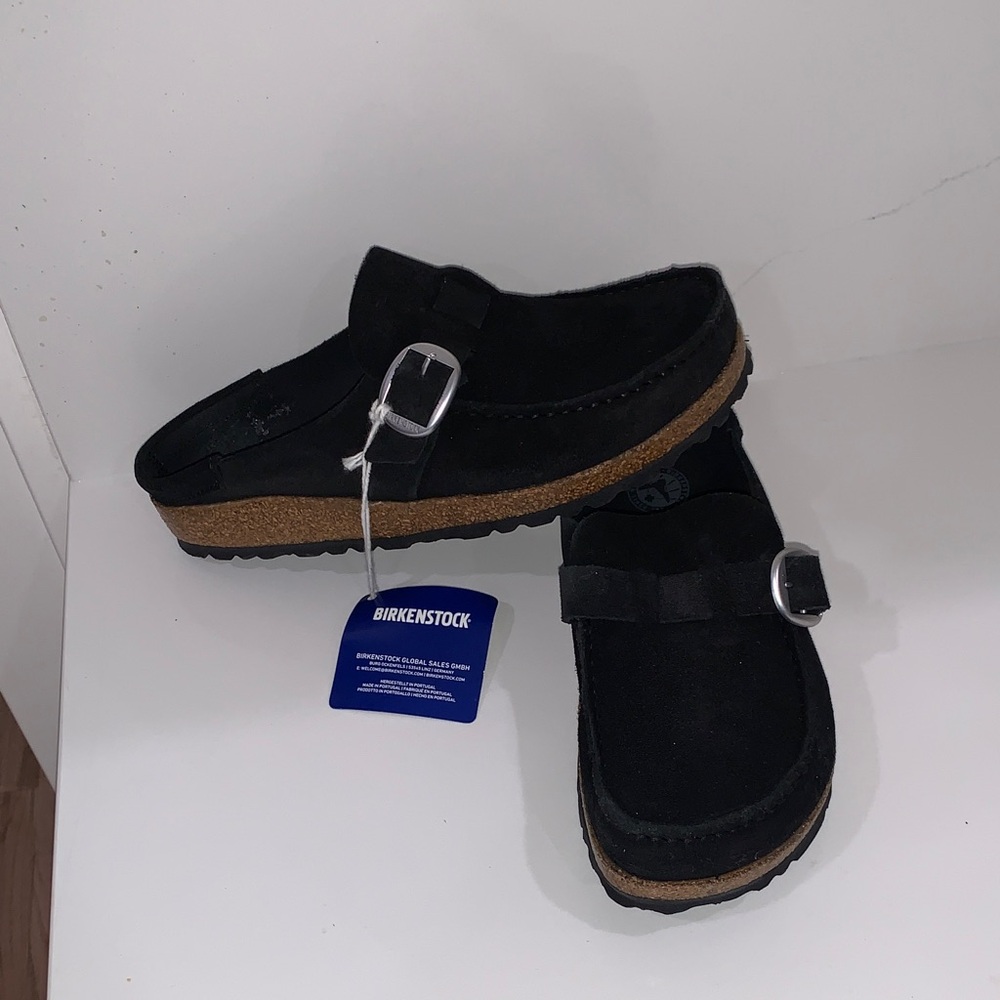 Birkenstock Black Suede Slip-On Buckley
Suede Leather Shoes New Size 38